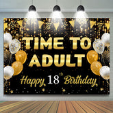 Lofaris Time To Adult Gold Black Bokeh 18 Birthday Backdrop